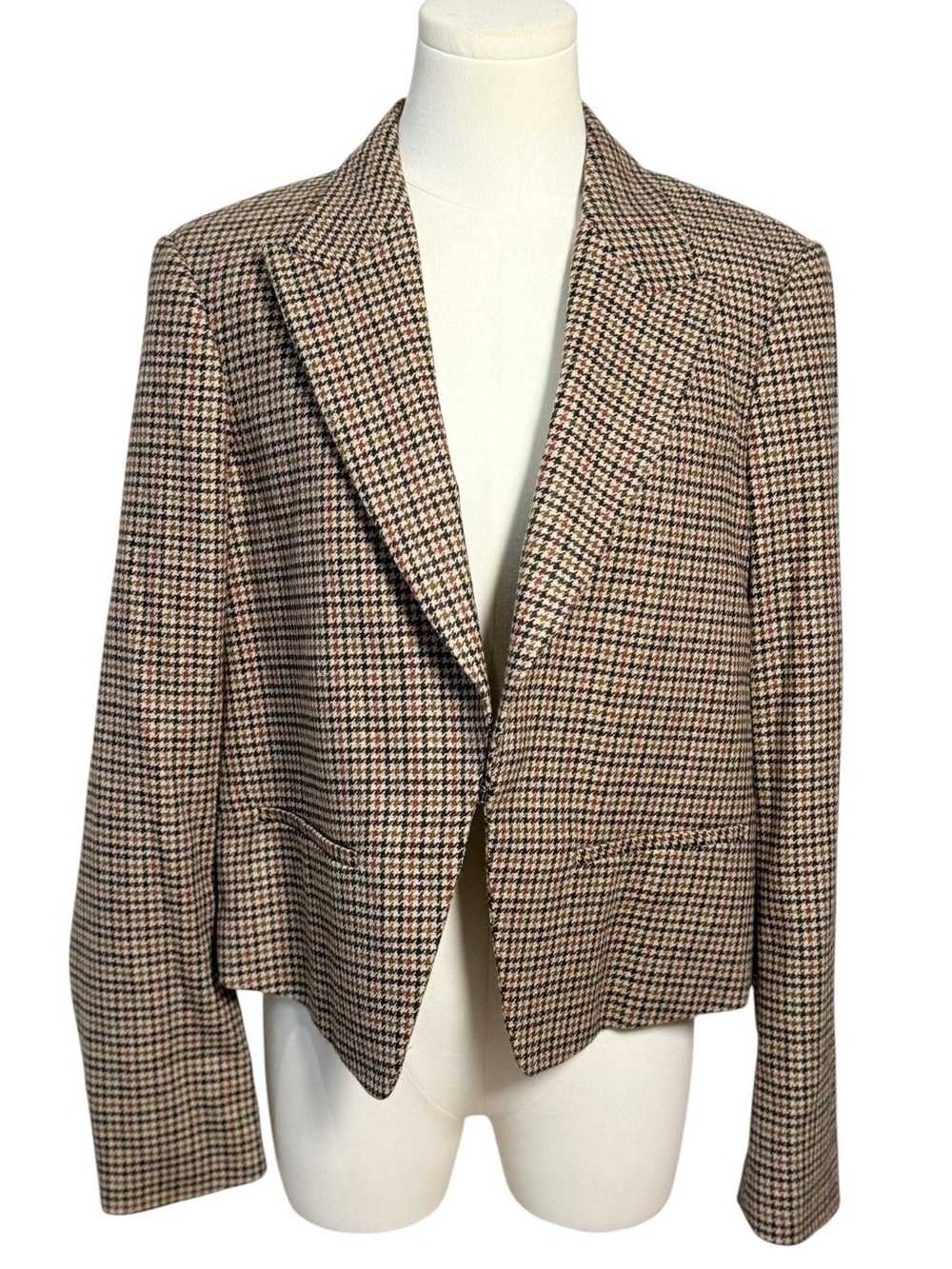 NWT - Rag & Bone Elle Virgin Wool Houndstooth Cropped Blazer Size 12 - Picture 3 of 10